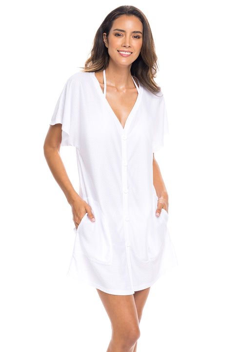 BUTTON FRONT DRESS WITH POCKETS